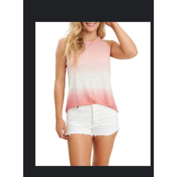 Splendid Size XS Pink White Ombre Tie Dye Tank Top Blouse Nordstrom - Picture 1 of 5